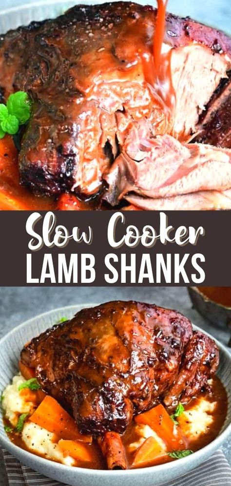 Easy Lamb Shank Recipe, Best Lamb Shank Recipe, Crockpot Lamb, Lamb Shanks Recipe, Lamb Shanks Slow Cooker, Shanks Recipe, Slow Cooked Lamb Shanks, Lamb Shank Recipe, Braised Lamb Shanks