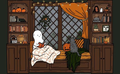 Halloween Desktop Wallpaper, Vintage Halloween Art, Halloween Wallpaper Cute, Autumn Magic, Halloween Illustration, Fantasias Halloween, Spooky Scary, Halloween Backgrounds, A Ghost