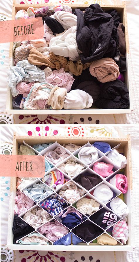 For extra organization, you can use dividers to end drawer chaos. Ideas Para Organizar Ropa, Simple Organization, Dorm Hacks, Organization Hacks Bedroom, Koti Diy, Room Hacks, Diy Projektit, Room Closet, Diy Tags