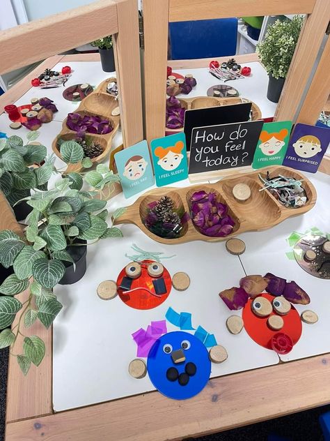 Settling In Activities Eyfs, Who Am I Preschool Activities, Feelings Provocations, Science Area Preschool, Playdough Table, Nature Based Classroom, Provocations Reggio, All About Me Preschool Theme, Me Preschool Theme