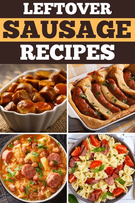 Leftover sausage recipes are easy, versatile, and so good! From soups to casseroles to calzones, using up leftover sausage has never been tastier. Leftover Sausage And Peppers, Cold Sausage Recipes, Recipes Using Sausage Links, Leftover Polish Sausage, What To Make With Sausage Links, Leftover Smoked Sausage Recipes, Leftover Italian Sausage, What To Make With Smoked Sausage, Leftover Breakfast Sausage