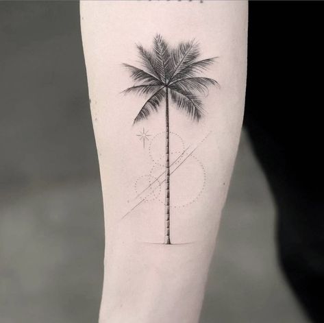 Palm Tree Tattoo Design, Simplicity Tattoos, Palm Tree Tattoos, Tree Tattoo Forearm, Tattoo Tree, Tree Tattoos, Torso Tattoos, Inner Forearm, Tree Tattoo Designs