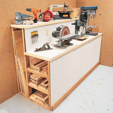 Workshop Organisation, Officine In Garage, Workshop Diy, Doors Diy, Power Tool Storage, Lumber Storage, Diy Garage Door, Diy Garage Storage, Workshop Organization