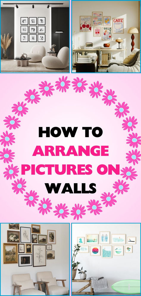 Discover 18 creative ways to arrange pictures on walls for a personalized and stylish home decor. From minimalist to eclectic, find inspiration for every room. How To Arrange Photo Frames On A Wall, Diy Pictures On Wall Without Frames, How To Hang A Group Of Pictures On Wall, Wall Picture Placement Ideas, Organizing Pictures On Wall, Arranging Artwork On The Wall, Arranging Pictures On The Wall Layout, How To Arrange Pictures On Wall Layout, Hanging 3 Pictures On The Wall