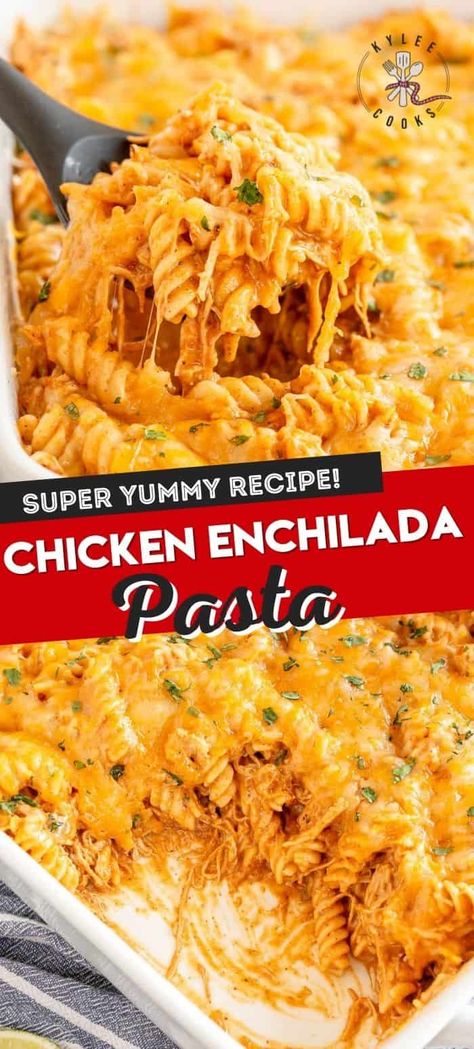 Rotisserie Chicken Pasta Recipes, Costco Rotisserie Chicken Recipes, Baked Spagetti, Chicken Enchilada Pasta, Pasta Casseroles, Cheesy Chicken Pasta, Saturday Lunch, Enchilada Pasta, Cheesy Chicken Enchiladas