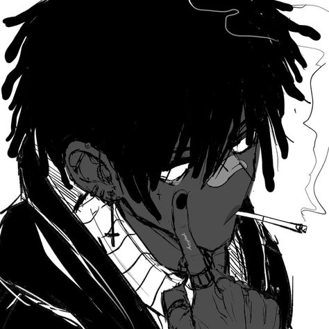 Dread Head Pfp Discord, Dread Head Pfp Anime, Black Anime Dreads Pfp, Aesthetic Pfp Rappers, Black Emo Drawing, Dreadhead Pfp Anime, Boom Bap Aesthetic, Menace Pfp, Black Boy Pfp Anime