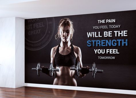 Gym wall design - Sir Winston Fitness Gym Wall Design, Fitness Studio Training, Fitness Branding, Gym Design Interior, Gym Wall Decor, Gym Wall Decal, Basement Gym, Gym Poster, Gym Wall