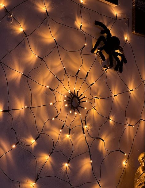 Spooky Gothic Decor Halloween Seasonal Cobweb Spider DIY Aesthetic Trick Or Treat Frightening Scary LED Lights Wall Decor Disclaimer: Link Is Affiliated Spiderweb Decor, Spider Web Lights, Spider Diy, Lights Wall Decor, Led Lights Wall, Halloween String Lights, Spider Decorations, Waterproof Led Lights, Diy Aesthetic