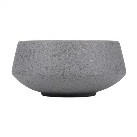 Origin 21 8.7-in x 5.2-in Matte Gray Glazed Ceramic Low Bowl Planter with Drainage Holes | Lowe's Large Bowl Planters, Poolside Decor, Bowl Planter, Diy Bowl, Fire Pit Bowl, Diy Fire Pit, Grey Ceramics, Container Size, Patio Spaces