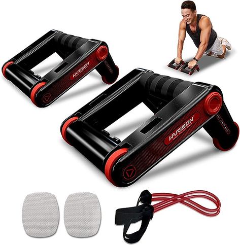 【AB Roller Wheel & Push up Bars】3-in-1 AB trainer with knee pad & resistance rope, double wheel is different from the traditional single ab wheel. Hands can adjust different angles to exercise the muscles of the whole abdomen, experience a new fitness mode, and truly realize a multi-purpose machine Abdominal Exercises For Men, Lower Abdominal Workout, Resistance Band Abs, Core Workout Gym, No Equipment Ab Workout, Ab Trainer, Office Exercise, Push Up Bars, Ab Roller