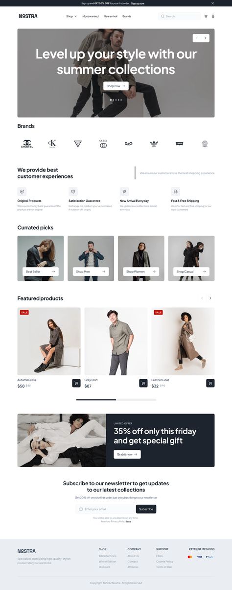 Fashion E-commerce Landing Page by Naufal Hafiizh for Pixelz on Dribbble E Commerce Landing Page Design, Fashion Landing Page Design Inspiration, Fashion Site Design, Fashion E Commerce Web Design, Fashion Ecommerce Web Design, E Commerce Landing Page, Landing Page Ecommerce, Ecommerce Landing Page Design, E Commerce Web Design