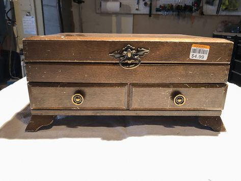 Flatware Chest Makeover - great storage for more than just silverware. #flatwarechestmakeover #flatwarechest #storage #organization #makeover #paintingfurniture #paintedfurntiure #flatwarechestdiy #flatwarechestrepurposed #painting #diy #crafts #diningroom Silverware Chest Makeover, Repurposed Silverware Chest, Flatware Box Repurposed, Silverware Box Makeover, Flatware Box Makeover, Silverware Boxes Repurposed, Wooden Silverware, Chest Makeover, Flatware Box