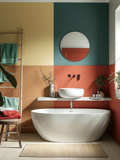 75 Trending Bathroom Paint Colors for a Modern Look Small Bathroom Bold Paint Colors, Bathroom Accent Wall Color, Bold Bathroom Paint Colors, Wall Painting Ideas Bathroom, Restroom Color Ideas Paint, Top Bathroom Paint Colors, Small Blue Bathroom, Bright Color Bathroom, Bathroom Paint Finish