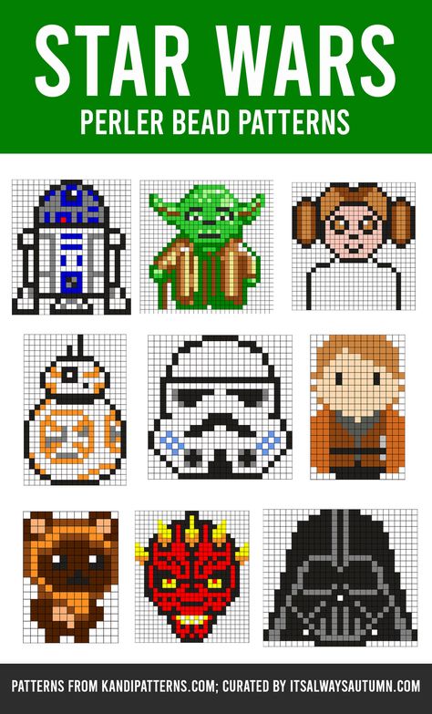 Star Wars Perler bead patterns Star Wars Perler Bead Patterns, Modele Pixel Art, Star Wars Crafts, Pokemon Perler Beads, Melty Bead Patterns, Fuse Bead Patterns, Hama Beads Design, Motifs Perler, Hama Beads Patterns