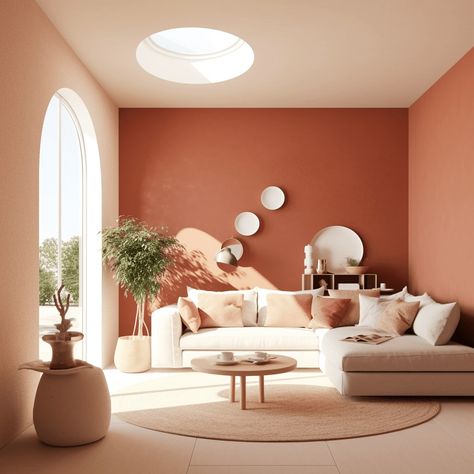 Terra Cotta Living Room, Terracotta Living Room, Coral Living Rooms, Color Palette Living Room, Home Decor Ideas Living Room, Home Decor Living Room, Ideas Living Room, Home Decorating Ideas, Living Room Colors