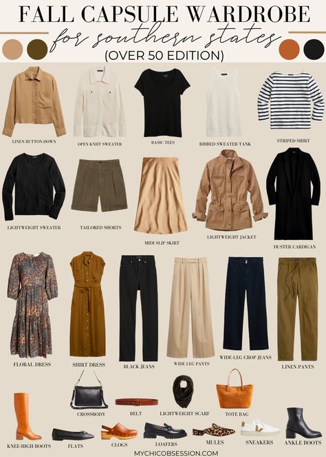 Fall Capsule Wardrobe for Warm Climates (Women Over 50) - MY CHIC OBSESSION Princesa Anne, Capsule Wardrobe Women, Fashion Capsule Wardrobe, Winter Capsule Wardrobe, Moda Chic, Fall Capsule Wardrobe, Fashion Capsule, Floral Shirt Dress, Women Over 50