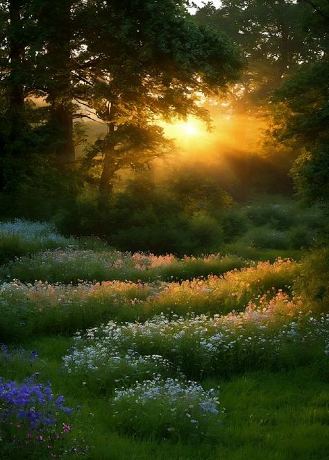 Serene Places Nature, Aesthetic Forest Pictures, Summer Forest Aesthetic, Magical Forest Aesthetic, Mesmerizing Aesthetic, Lush Green Forest, Aesthetic Forest, Forest Sunset, Aesthetic Spring