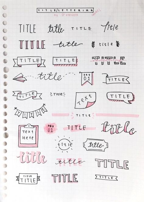 Ultimate List of Bullet Journal Ideas: 101 Inspiring Concepts to Try Today (Part 2) - Simple Life of a Lady Bullet Journal Titles, Bullet Journal Headers, Title Ideas, Bullet Journal Page, Bullet Journal Font, Journal Fonts, Bullet Journal Banner, Bullet Journal Notes, Bullet Journal Mood