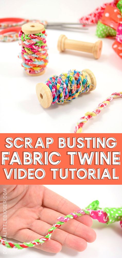 Scrap Fabric Storage, Fabric Storage Ideas, Fabric Twine, Fabric Crafts Diy, Scrap Fabric Crafts, Scrap Fabric Projects, Diy Event, Craft Stash, Scrap Material