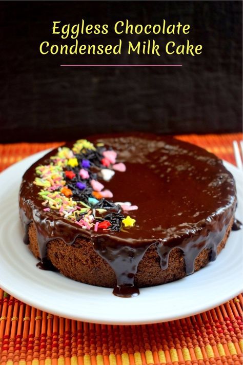 How to make Eggless Chocolate Condensed Milk Cake Eggless Condensed Milk Cake, Recipe Using Condensed Milk, Egg Free Chocolate Cake, Recipes Using Condensed Milk, Chocolate Condensed Milk, Basic Chocolate Cake, Milk Chocolate Cake, Condensed Milk Cake, Eggless Cakes