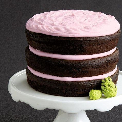 Chocolate cake with pink vanilla frosting | Chatelaine Desert Chocolate, Vanilla Frosting Recipes, Chocolate Cake Frosting, Beautiful Baking, Powdered Food Coloring, Lovely Cake, Pink Vanilla, Pink Icing, Pink Frosting