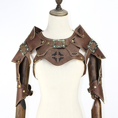 Steampunk Armor, Moda Steampunk, Vintage Halloween Party, Mode Steampunk, Faux Leather Vest, Style Steampunk, Shoulder Armor, Leather Armor, Medieval Costume