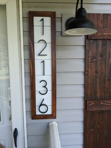 Vertical House Numbers Farmhouse Style House Numbers | Etsy Wooden Address Sign, Rustic House Numbers, Floating House Numbers, Vertical House, Modern House Numbers, Address Signs, Cedar Homes, Modern House Number, House Number Plaque