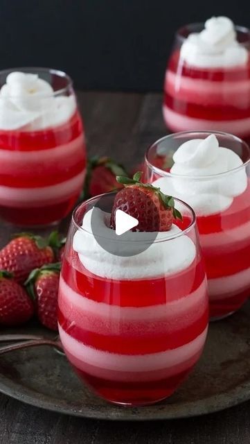 Beth Baumgartner on Instagram: "We’re getting ready for Valentine’s Day by celebrating with these strawberry jello cups! Bursting with fruity goodness, they’re the perfect treat to satisfy your sweet tooth cravings. Their pink and red layers make them perfect for Valentine’s day, and kids LOVE them! Comment “strawberry” for the recipe! #blogger #food #foodblogger #dessert #michiganblogger #bakery #bakinggoals #ohmyyum #recipes #recipe #recipedeveloper #easyrecipe #valentinesday #desserts #easyrecipe #jello #strawberry https://thefirstyearblog.com/layered-strawberry-jello-cups/" Strawberry Jello Cups, Layered Jello Recipe, Jello With Cool Whip, Jello Deserts, Strawberry Jello Cake, Layered Jello, Jello Cups, Jello Cake, Strawberry Jello