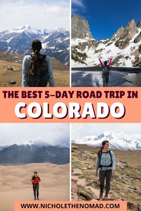 Although you could spend months, if not years, exploring everything Colorado offers, you can explore a few beautiful spots in a 5-day road trip itinerary. If you want to plan an incredible road trip, you are in the right place! This guide has everything you need to know about the best 5-day Colorado road trip itinerary. Colorado Road Trip Itinerary, Colorado Itinerary, Sand Dunes Colorado, Colorado Road Trip, Places In Colorado, Trip To Colorado, Photography Hiking, Road Trip To Colorado, United States Photography