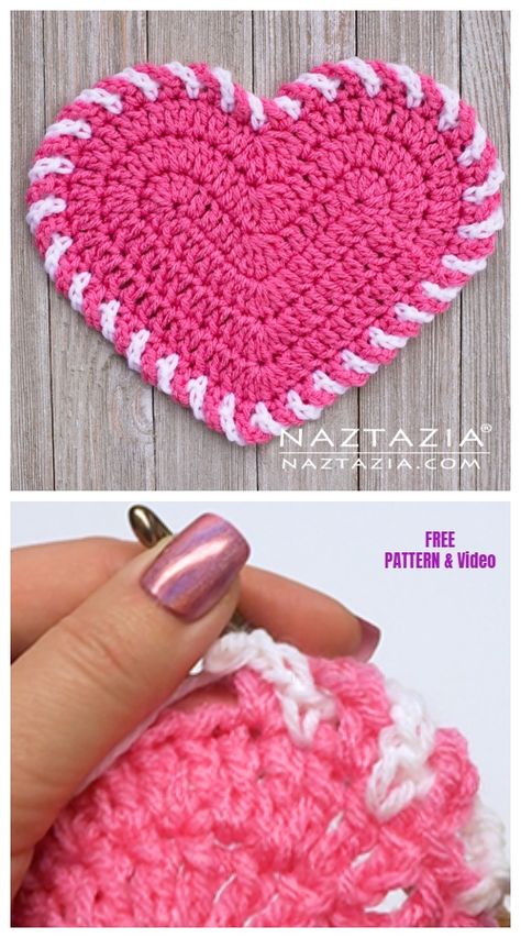 Valentine Crochet Heart Dishcloth Free Crochet Patterns - DIY Magazine Heart Dishcloth, Valentine Crochet, Crocheted Heart, Crochet Valentine Patterns, شال كروشيه, Crochet Heart Pattern, Dishcloth Crochet Pattern, Valentines Patterns, Crochet Dishcloth