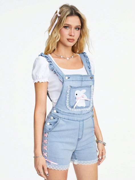 Denim overall shorts