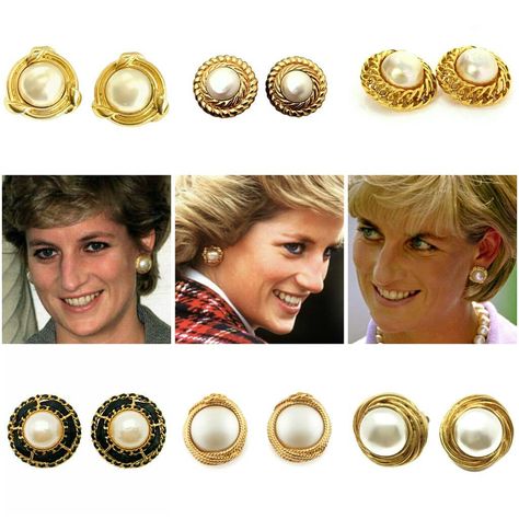 Princess Diana Forever on Instagram: “Style secrets: Known for her pitch-perfect fashion sense, Princess Diana had an equal talent for earrings, which she wore, styled and re-…” Princess Diana Pearl Earrings, Princess Diana Jewellery, Princess Diana Jewelry Collection, Princess Diana Earrings, Diana Jewellery, Diana Earrings, Princess Diana Jewelry, Chanel Stud Earrings, Vogue Jewelry