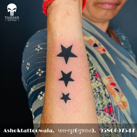 TashanTattoo
AshokTattooWala
S.20. Tirupati plaza
Opp. New bus stand
Near gd modi collage
Palanpur (gujrat)
9586697547
9687533310 3star Tattoo, 3 Star Tattoo, 3 Stars Tattoo, Star Tattoo On Wrist, Star Tattoos For Men, Little Heart Tattoos, Infinity Symbol Tattoo, Tattoo Design For Hand, Baby Tattoo Designs