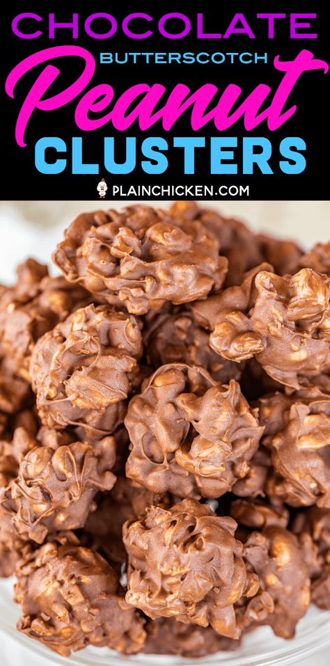 Butterscotch Peanut Clusters, Pumpkin Spice Snack Mix, Chocolate Nuts Clusters, Yummy Candy, Chocolate Clusters, Easy Christmas Candy Recipes, Butterscotch Candy, Peanut Clusters, Butterscotch Cookies