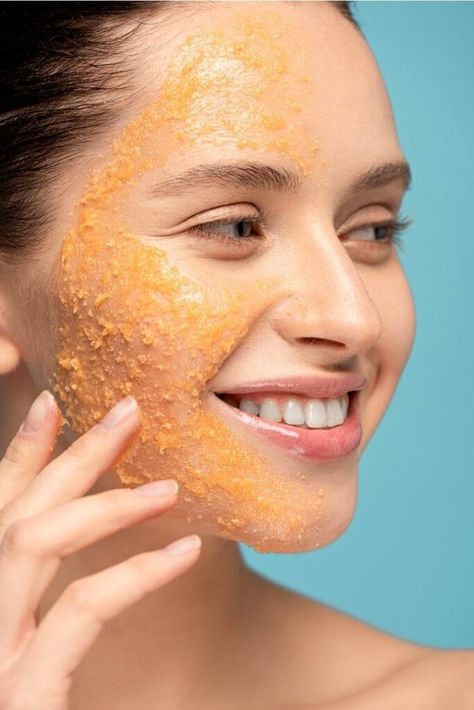 Lemon Facial, Clear Smooth Skin, Turmeric Scrub, Tumeric Face, Face Body Scrub, Natural Face Cleanser, Body Scrub Recipe, Scrub Recipe, Morning Skin Care Routine