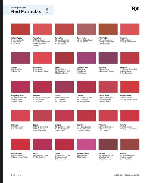 Rit Dye Colors Chart, Orange Sangria, Potters Clay, Brown Cups, Color Mixing Chart, Yellow Cups, Rit Dye, Food Dye, Cocoa Brown