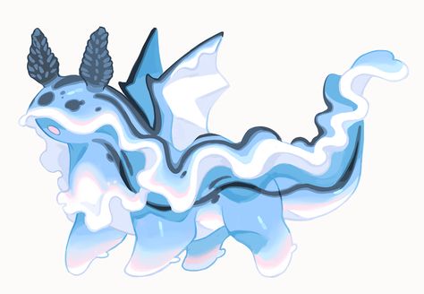 sea slug dragon adoptable [$40usd] [closed] by Andcetera on DeviantArt Sea Slug Oc, Blue Dragon Sea Slug, Dragon Sea Slug, Sea Creatures Art, Adopt Idea, Mythical Creatures Fantasy, Cute Dragon, Sea Slug, Cute Fantasy Creatures