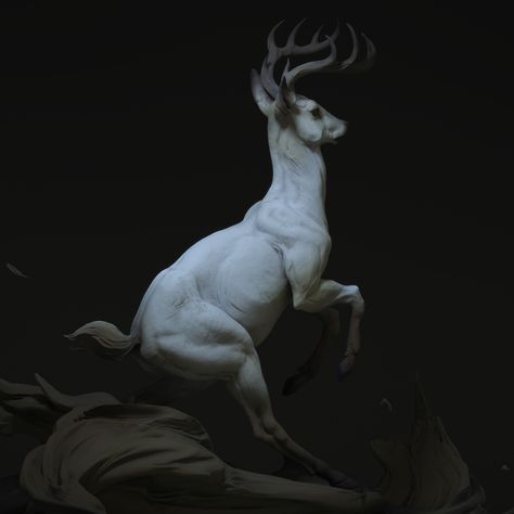 https://www.artstation.com/artwork/WkWQ2 Lion Anatomy, Lorenzo Bernini, White Deer, Deer Art, 3d Modelling, Animal Sculptures, Art Portfolio, Creature Design, Art Original