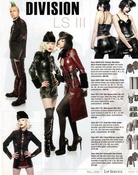 Lip Service mall goth 2005 magazine scan Leather Clothes, Leather Outfits, Fashion Catalogue, Lip Service, Mall Goth, Calendar Design, Alternative Outfits, Dark Fashion, 2000s Fashion