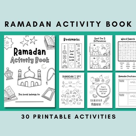 Eid Activity, Ramadan Activity Book, Ramadan Coloring, Activity Book Printable, Ramadan Activity, Ramadan Journal, Ramadan Planner, Lanterns Diy, Kids Activity Book