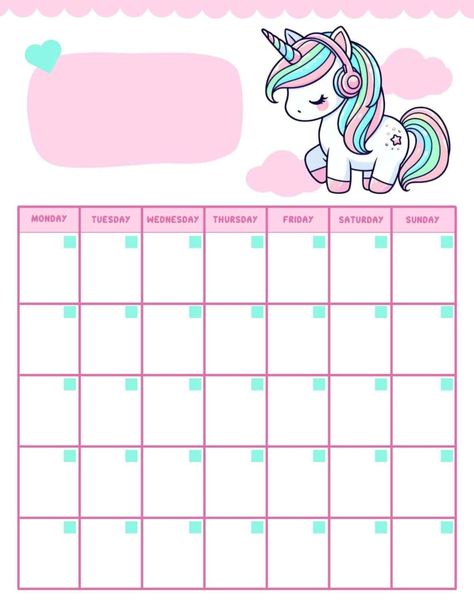 These free printable calendar templates have the cutest designs! Kawaii lovers, teens and kids will love these. These monthly calendars are blank so they can be used over and over again! The cute bunny calendar has a spring look and could be used for Easter. The unicorn calendar has a kawaii pastel aesthetic. kawaii planner Kawaii Planner Printables Free, Monthly Planner Template Free Printable, Bunny Calendar, Kawaii Calendar, Free Printable Planner Stickers Kawaii, Free Printable Calender, Kawaii Pastel Aesthetic, Calender Printables, Unicorn Planner