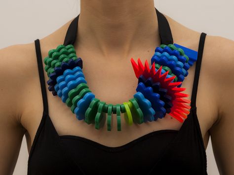 Funky Accessories That Visualize Invisible Air Pollution | Stefanie Posavec and Miriam Quick, a pair of London data artists, mapped air-pollution levels on necklaces. | Credit: Steve McInerny | From Wired.com Data Visualisation, Heart And Lungs, Body Adornment, Information Graphics, Meaningful Jewelry, Air Pollution, Wearable Technology, Air Quality, Data Visualization