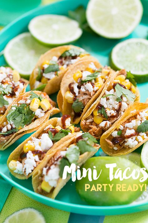 How to Make Mini Tacos, Party Ready snacks! Mini Tacos Recipe, Appetizers For Party Bite Size, Mini Taco Appetizer, Bbq Chicken Tacos, Taco Appetizers, Mini Taco, Hormel Recipes, Bite Size Snacks, Mini Appetizers