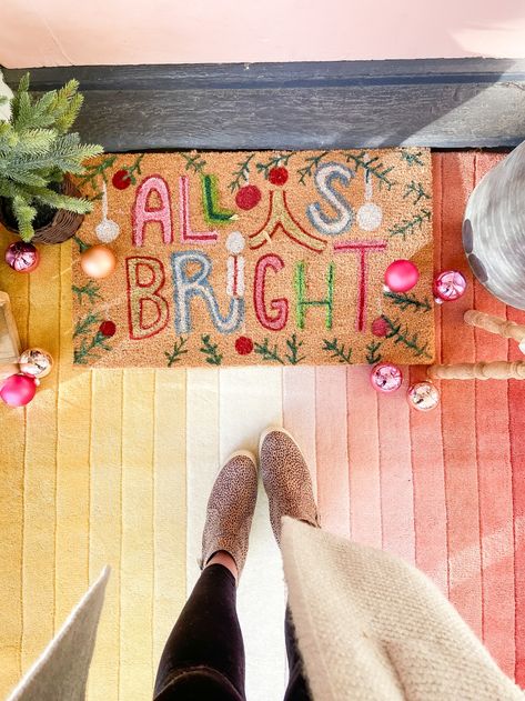 Holiday Doormat, Anthropologie Rug, Coir Rug, Mommy Diy, Anthropologie Christmas, Diy Christmas Door, Door Mat Diy, Easy Ornaments, Anthropologie Inspired