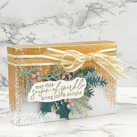 Box To Hold A2 Cards, Brushed Gold Cards And Envelopes, Brushed Gold Cards And Envelopes Su, Stampin Up Brushed Gold Cards, Stampin Up Brushed Gold Cards & Envelopes, Foiled Cards, Elegant Christmas Cards, Gold Foil Cards, Christmas Boxes