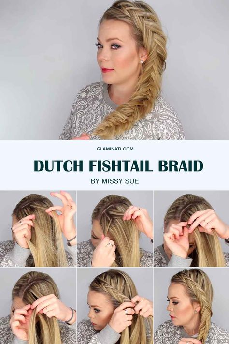 Want to learn how to do a side fishtail braid? You have come to the right place then. Our easy tutorial step by step explains how to get this gorgeous look while the collection of braided hairstyles provides a fair share of inspiration. #glaminati #sidefishtailbraid #dutchbraid #tutorial Dutch Braid Tutorial Video, Side Fishtail Braid, Fish Tail Side Braid, Braided Hairstyles For School, Dutch Braid Tutorial, Dutch Fishtail Braid, Easy Trendy Hairstyles, Braids Step By Step, Two Tone Hair