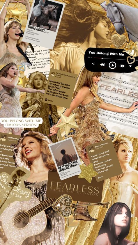 Taylor Swift Fearless Era Aesthetic, Fearless Collage, Taylor Swift Albums, Christmas Scenery, Taylor Swift Fearless, You Belong With Me, Taylor Swift Posters, Preppy Wallpaper, Taylor Swift Wallpaper