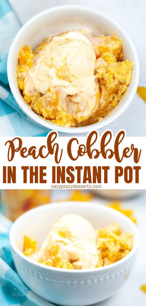 Instant Pot Peach Cobbler, Individual Peach Cobbler, Can Peach Cobbler, Breakfast Dessert Recipes, Cobbler Easy, Pressure Cooking Recipes, Peach Cobbler Easy, Homemade Recipes Dessert, Instant Pot Recipe