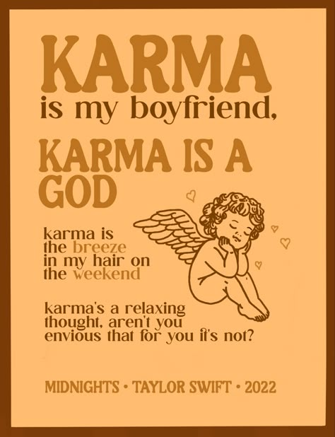 Karma Poster Taylor Swift, Karma Taylor Swift, Taylor Poster, Karma Is My Boyfriend, Vintage Tshirt Design, Taylor Lyrics, Taylor Swift Aesthetic, Taylor Swift Posters, Lyric Poster