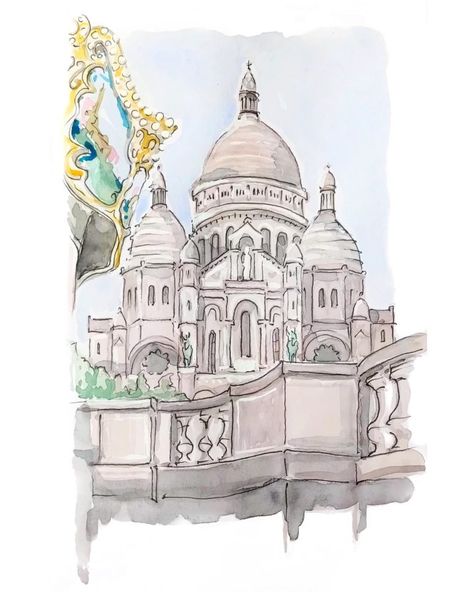 Lina Nordin Gee on Instagram: “Today I painted the Sacré Coeur - usually I walk past it daily since I live in Montmartre, these days spent inside I have to paint it…” Montmartre Paris, Living In Paris, Post Cards, France Travel, Mixed Media Art, Watercolor Paintings, Paris, Paint, On Instagram